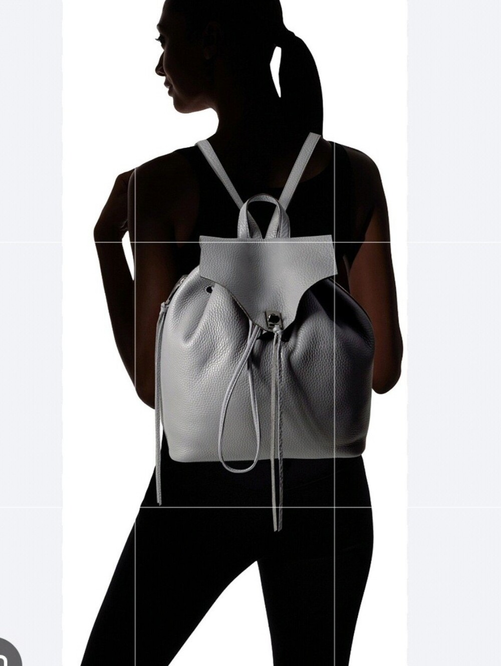Rebecca Minkoff White Pebbled Leather Drawstring Backpack